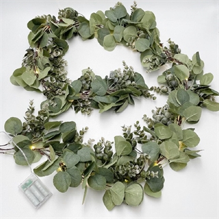 LED lyskæde med eukalyptus blade - varmt hvidt lys - 2 m 20 lys